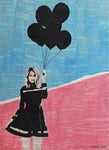 "the less i know the better" Original acrylic and ink painted canvas by Tom Dale