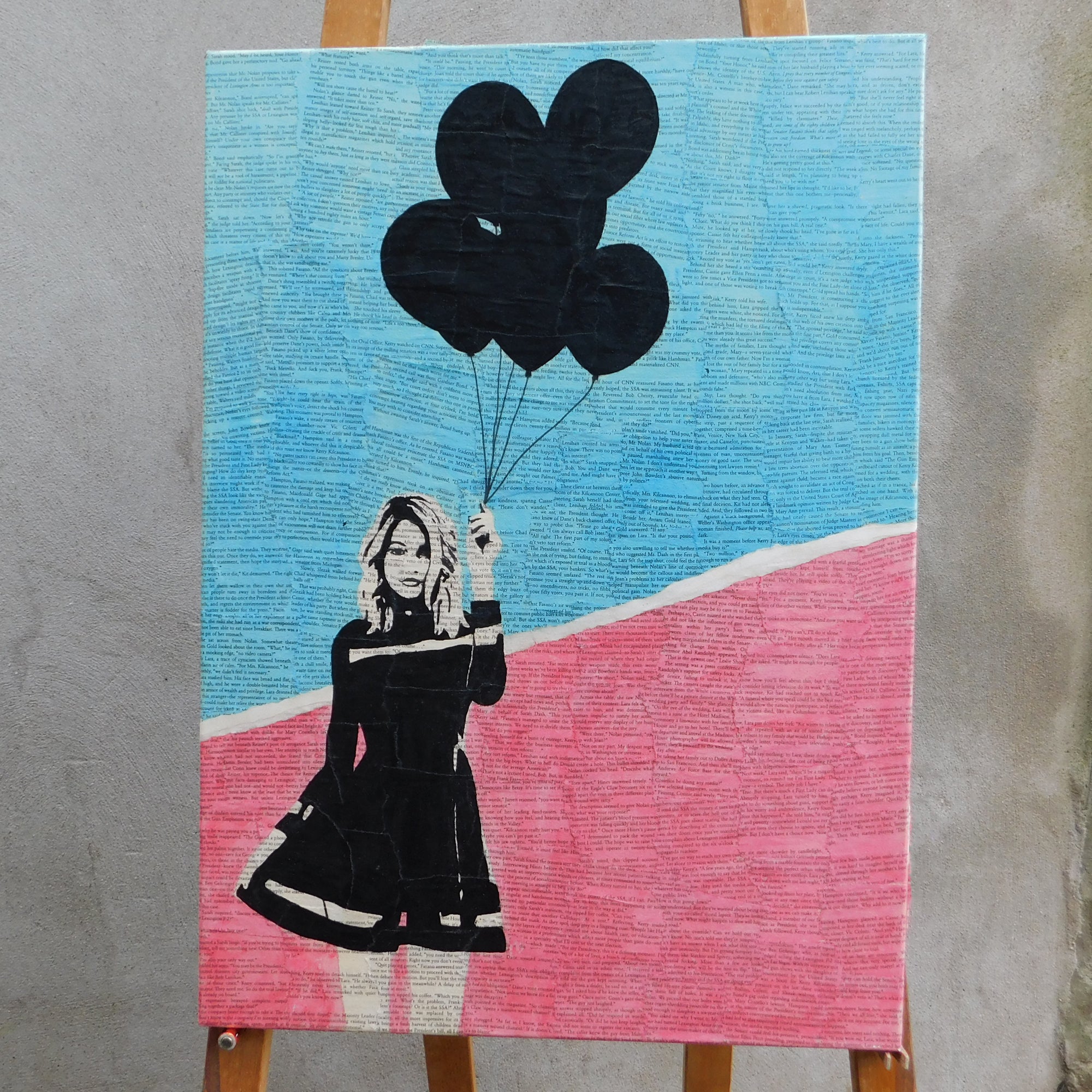 "the less i know the better" Original acrylic and ink painted canvas by Tom Dale