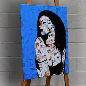 "not right now" Original acrylic and ink painted canvas by Tom Dale - (20 X 28 inch)