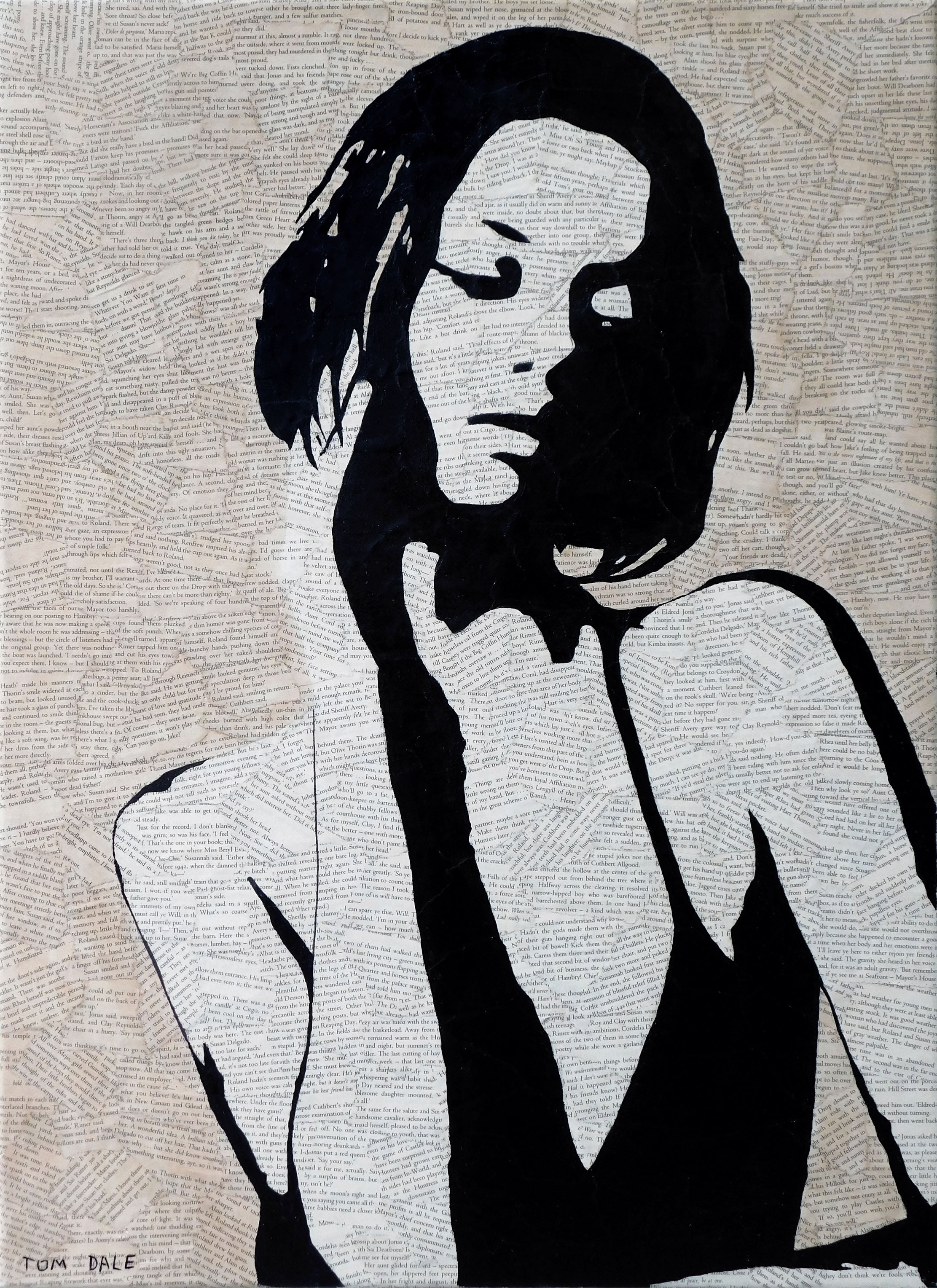 "still fond of you" Original acrylic painted and coffee stained canvas by Tom Dale - (20 X 28 inch)